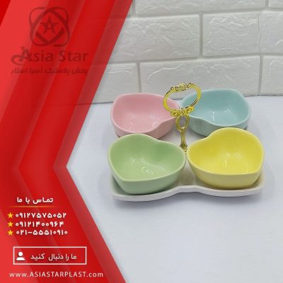 اردو خوری سرامیکی رنگی طرح قلب در دو طرح مختلف