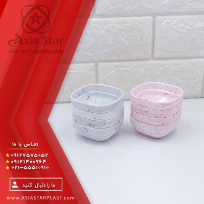 پیاله نقلی تی ناز طرح ماربل با رنگبندی متنوع