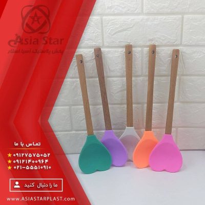 کفگیر سیلیکونی دسته چوبی EV Style در سه طرح مختلف