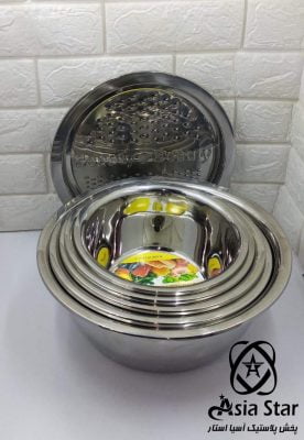 فروش عمده لگن استیل شش پارچه رنده دار
